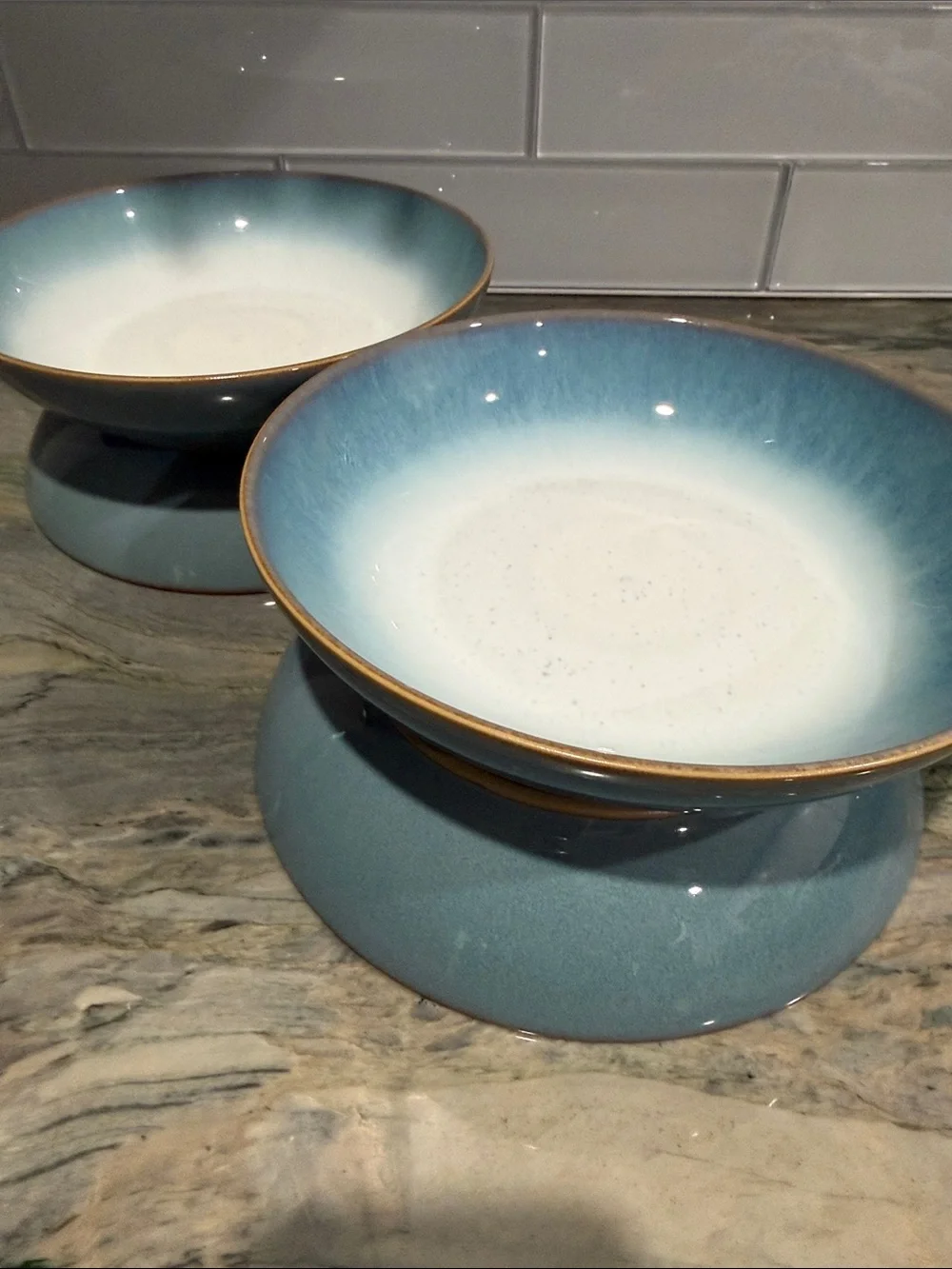 Set of 4 Blue Ombre Ceramic Bowls